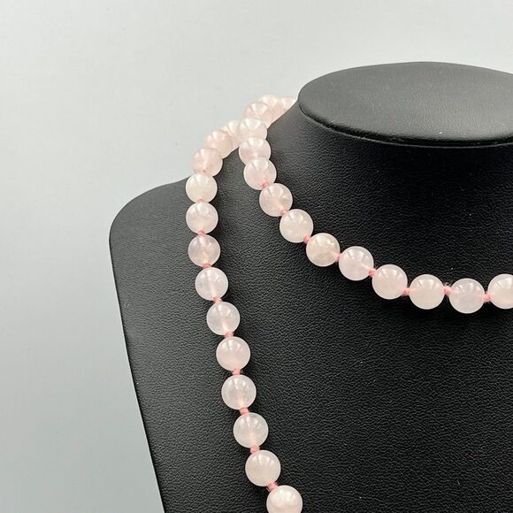 Hand knotted 8mm rose quartz Necklace - Picture 2 of 6